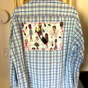 Extra large baby blue button-down shirt